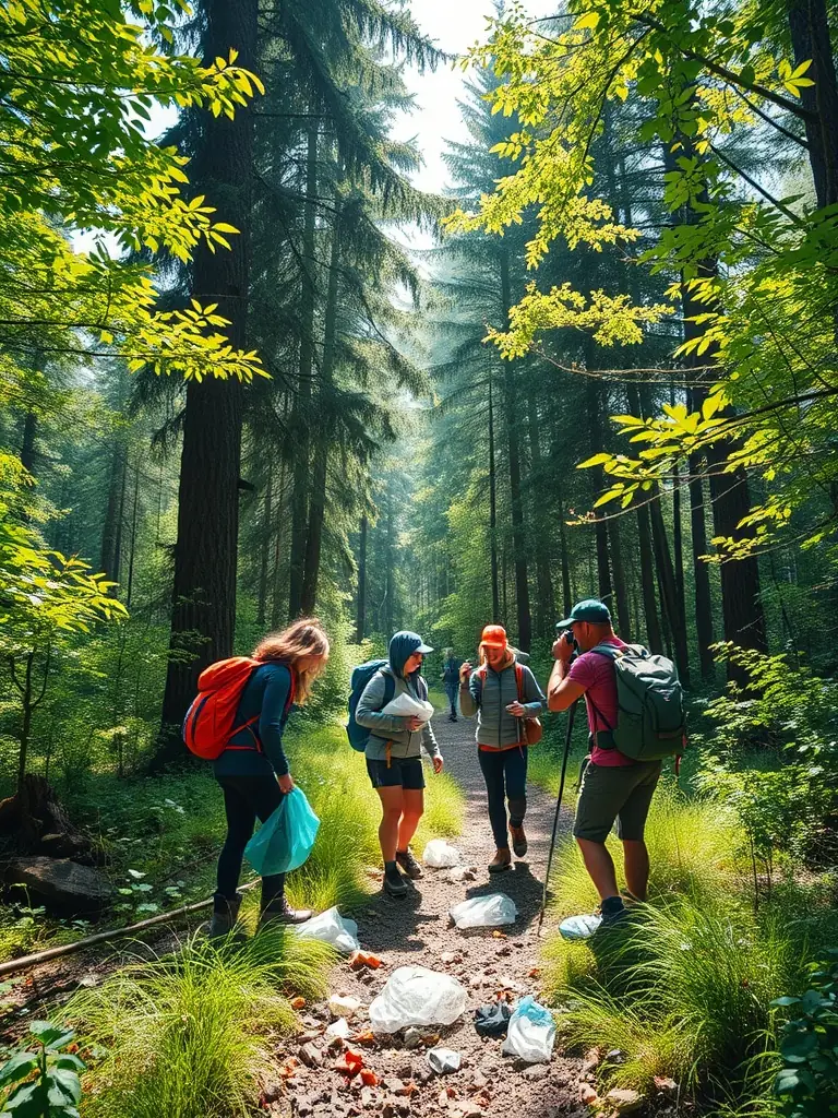 An image showing members of the association conducting a forest cleanup, removing debris and maintaining the natural environment.