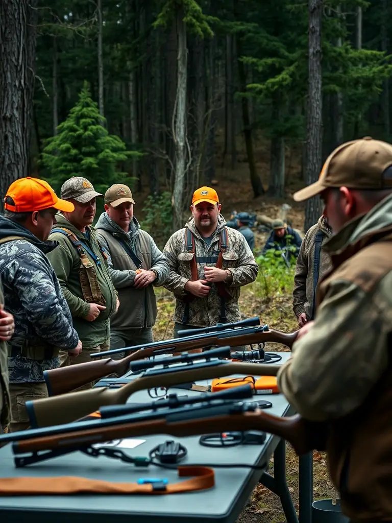 A picture of a hunter education workshop, with participants learning about safe hunting practices and wildlife conservation.
