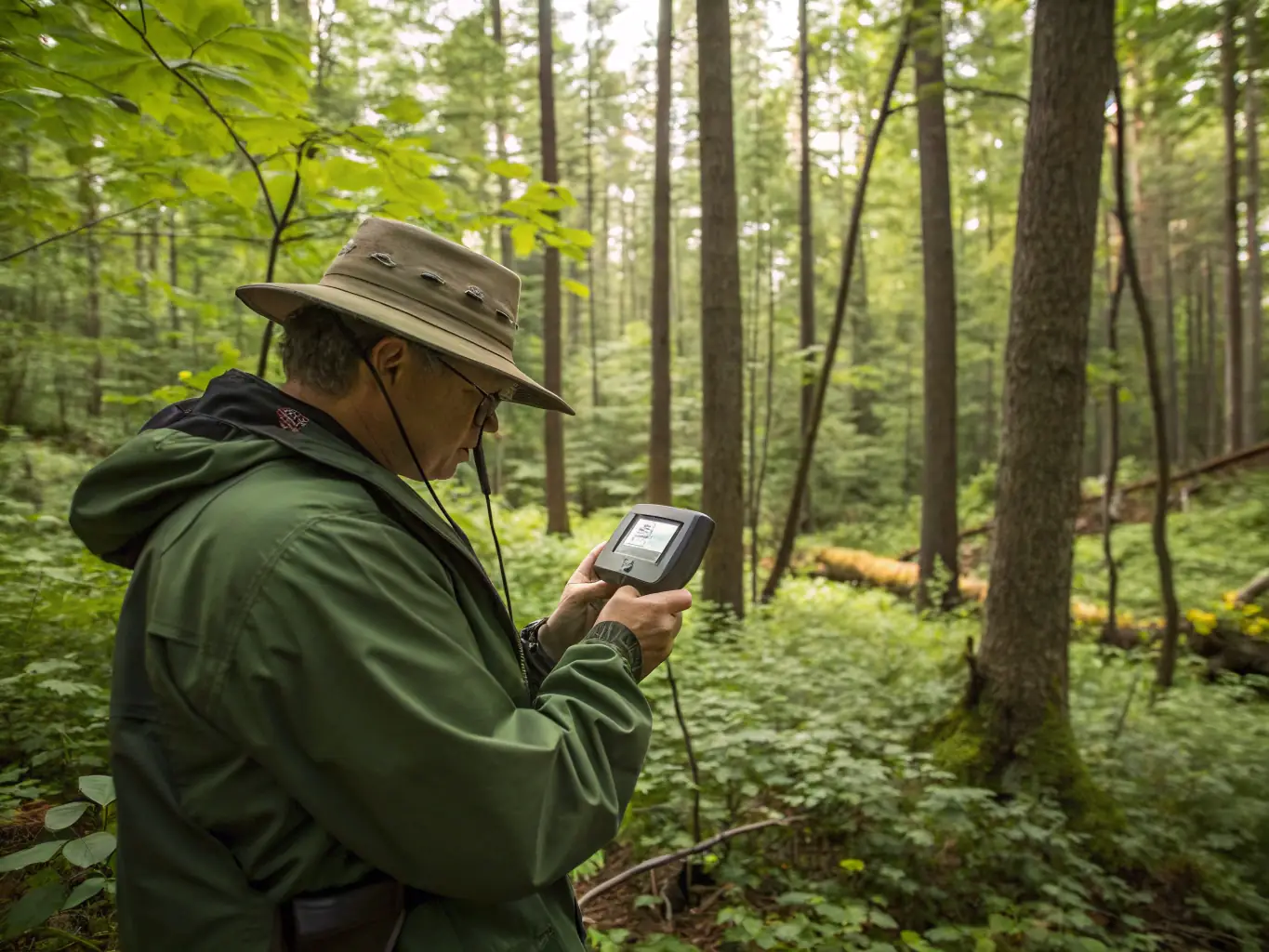 A photograph showcasing a wildlife monitoring team tracking animal populations in their natural habitat, emphasizing the importance of data collection for effective conservation.